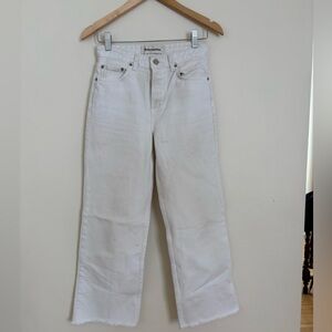 Reformation White cropped Jeans- well worn